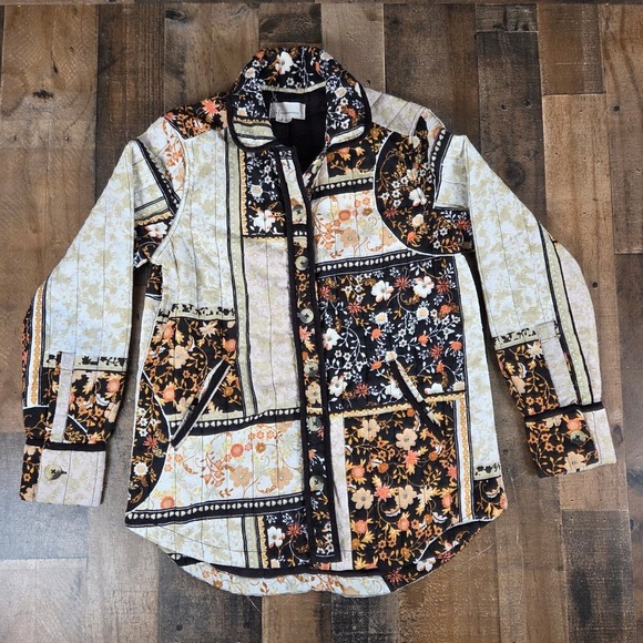 Anthropologie Jackets & Blazers - Anthropologie Quilted Patchwork Floral Button Down Shirt Jacket Shacket Women XS